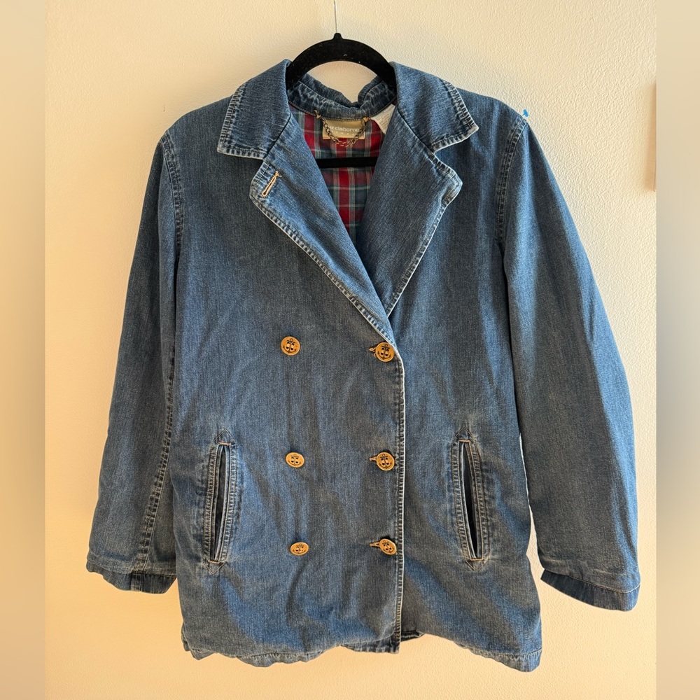 Liz Claiborne Blue Double-Breasted Jean Jacket